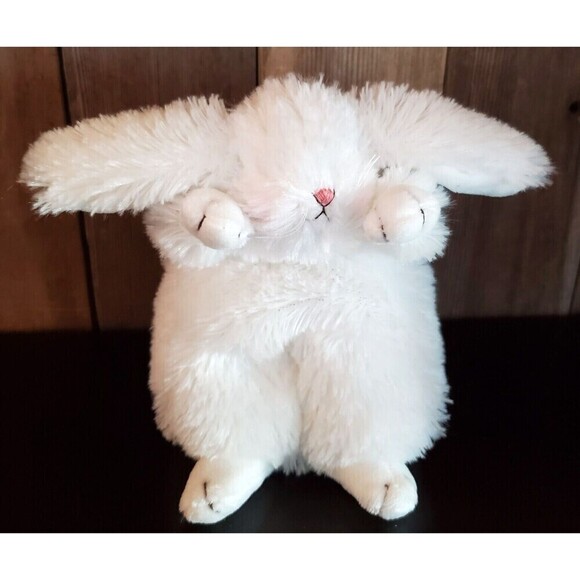 Bunnies by the Bay White Rabbit Ittybit Floppy Fuzzy Round Plush 7" - Picture 1 of 6